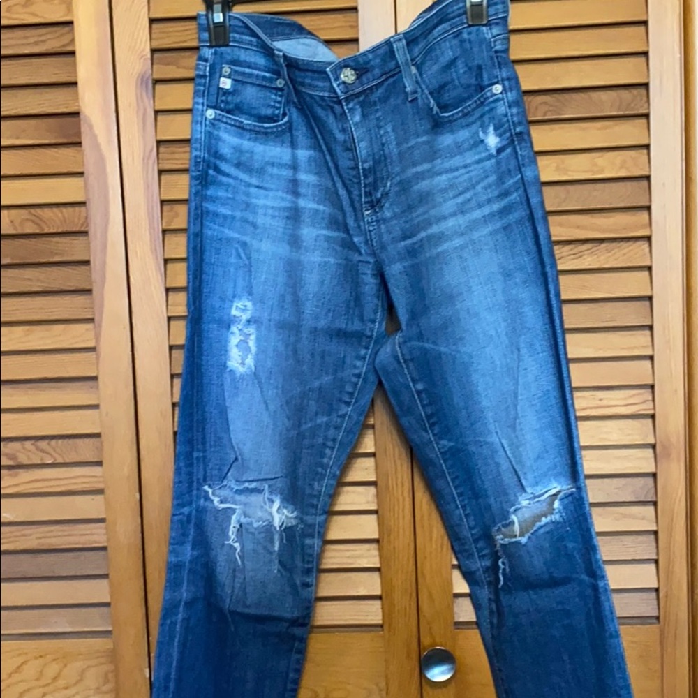 AG Denim Super Skinny Ankle Distressed Jeans